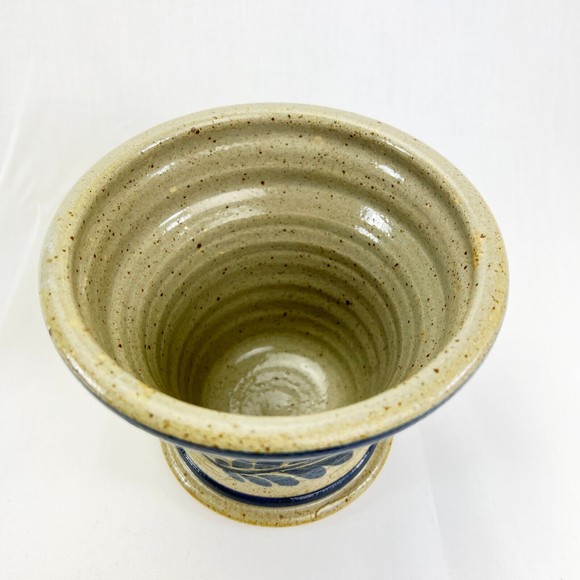 Vintage Fort Leavenworth Pot Stoneware Hand Thrown Pottery Grey Blue Crock - Picture 3 of 13